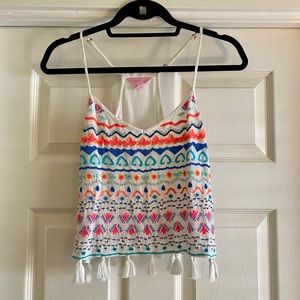 Lilly Pulitzer Katen Embroidered Crop Top - GUC Size XS